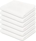 Dish Cloth Towels - White Dish Towel 15'' x 25'' - 100% Cotton Super Absorbent Kitchen Towels, Soft Reusable Cleaning Bar and Tea Towel Set (6 Pack, White)
