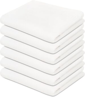 Dish Cloth Towels - White Dish Towel 15'' x 25'' - 100% Cotton Super Absorbent Kitchen Towels, Soft Reusable Cleaning Bar and Tea Towel Set (6 Pack, White)
