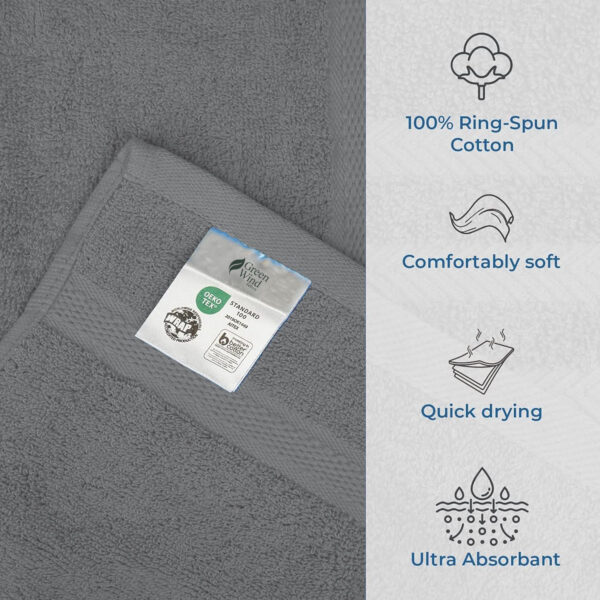 Premium Hand Towels - 6 Pack Absorbent Cotton Hand Towels for Bathroom, Kitchen, Gym, Spa - Soft, Quick Dry, and Durable Towels Set 16x30'' (Light Grey) - Image 2