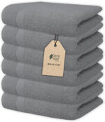 Premium Hand Towels - 6 Pack Absorbent Cotton Hand Towels for Bathroom, Kitchen, Gym, Spa - Soft, Quick Dry, and Durable Towels Set 16x30'' (Light Grey)