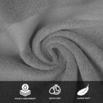 Luxury Bath Towels - 4 Pack Ultra Soft and Absorbent Cotton Bath Towels for Bathroom, Spa, and Hotel Use - Quick-Dry and Durable Towels Set 27x54'' (Light Grey) - Image 3