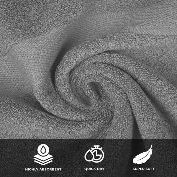 Luxury Bath Towels - 4 Pack Ultra Soft and Absorbent Cotton Bath Towels for Bathroom, Spa, and Hotel Use - Quick-Dry and Durable Towels Set 27x54'' (Light Grey) - Image 3